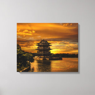 Atardecer cerca de la impresión de lienzo de Yixin
