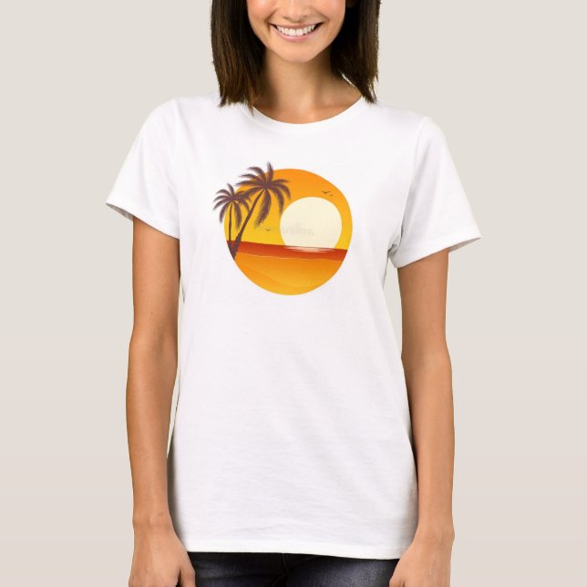 Atardecer con camiseta de árbol de palmas (Anverso)