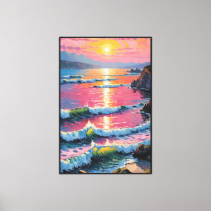Atardecer costero con olas Arte de pared abstract