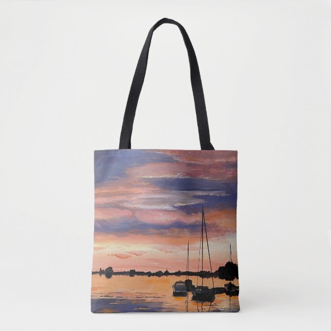 Atardecer costero sobre la bolsa de pintura al agu (Anverso)