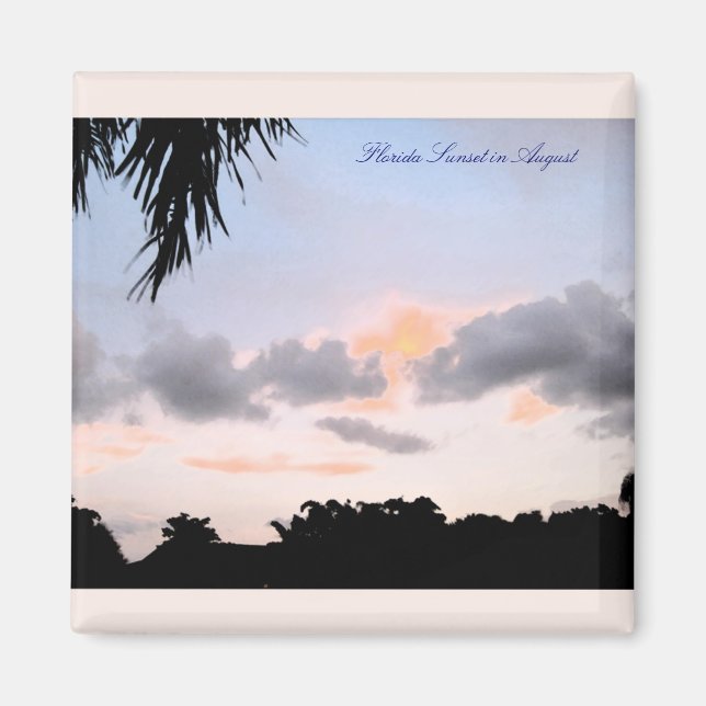 Atardecer de Florida en imán cuadrado de agosto (Frente)