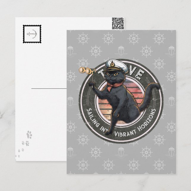 Atardecer de gato negro: un viaje a la tarjeta pos (Anverso / Reverso)