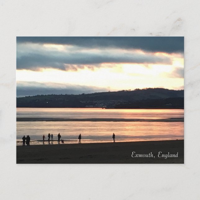 Atardecer de invierno en la postal de Exmouth (Anverso)