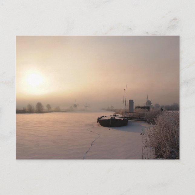 Atardecer de invierno en la postal de los Países B (Anverso)