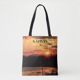 Atardecer de Kansas con bolsa de fotos de reflexió