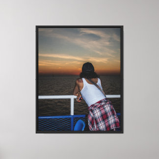 Atardecer de la barca Estampa en lienzo estirado