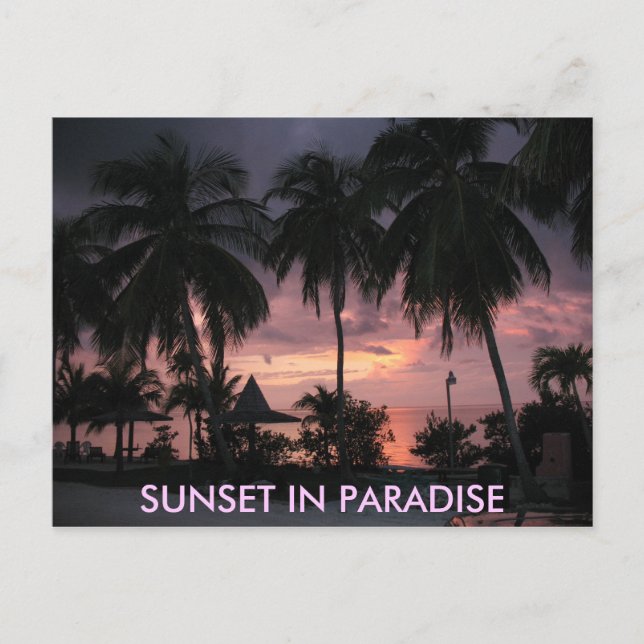 Atardecer de los Cayos de Florida en tarjeta posta (Anverso)