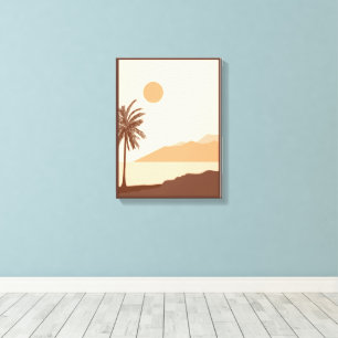 Atardecer de palmera, Isla, Arte abstracto boho
