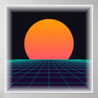 Atardecer de píxel de 8 bits - Impresión retro de 