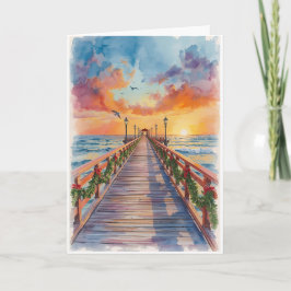 Atardecer de vacaciones junto al mar - Tarjeta de 