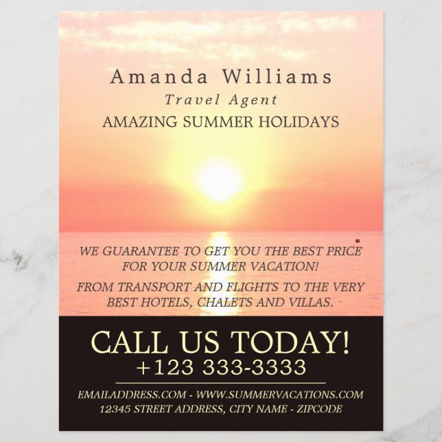 Atardecer de vacaciones, Volante de publicidad de  (Frente)