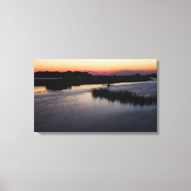 Atardecer del Golfo de México en lienzo Tri-Panel (Anverso)