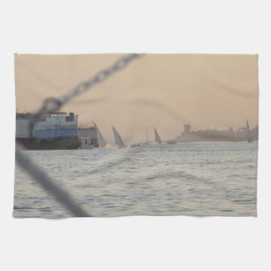 Atardecer del río Nilo - Toalla de té de Egipto