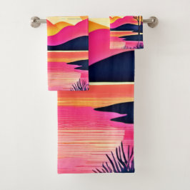 Atardecer Dorado Sobre el Lago Rosa Arte