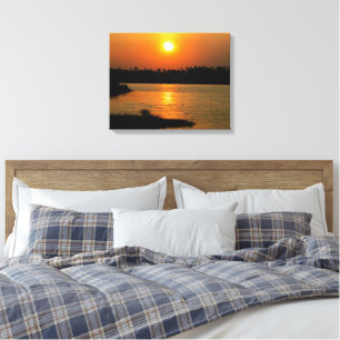 Atardecer dorado sobre el Nilo - Arte de tela
