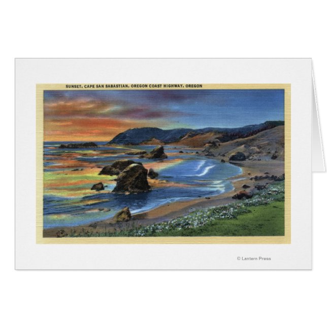 Atardecer en Cabo San Sabastian en Oregón (Anverso (Horizontal))