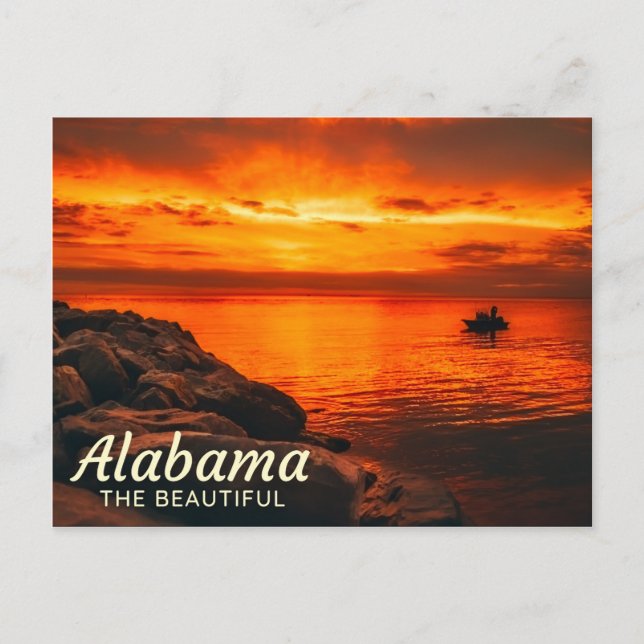 Atardecer en el agua, postal de Alabama (Anverso)
