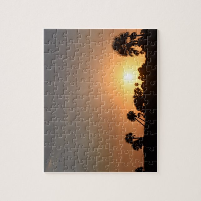 Atardecer en el rompecabezas de la playa (Vertical)