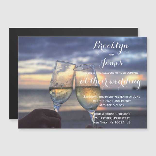 Atardecer En La Boda De La Playa Invitaciones A Ma (Anverso/Reverso)
