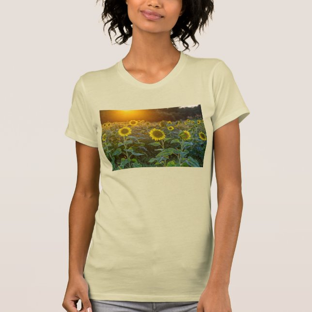 Atardecer En La Camiseta De Sunflower Field (Anverso)