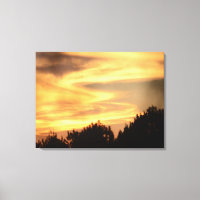 Atardecer en la impresión de lienzo forestal