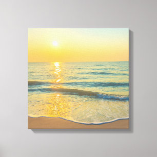 Atardecer en la impresión de tela de playa