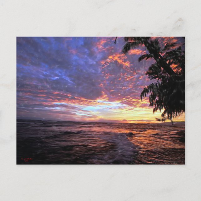 Atardecer en la playa... postal (Anverso)