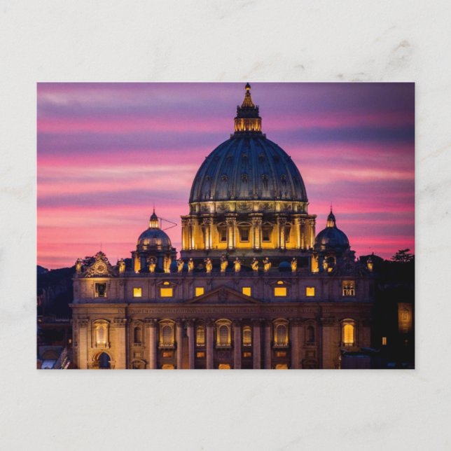 Atardecer en la postal de la Ciudad del Vaticano (Anverso)
