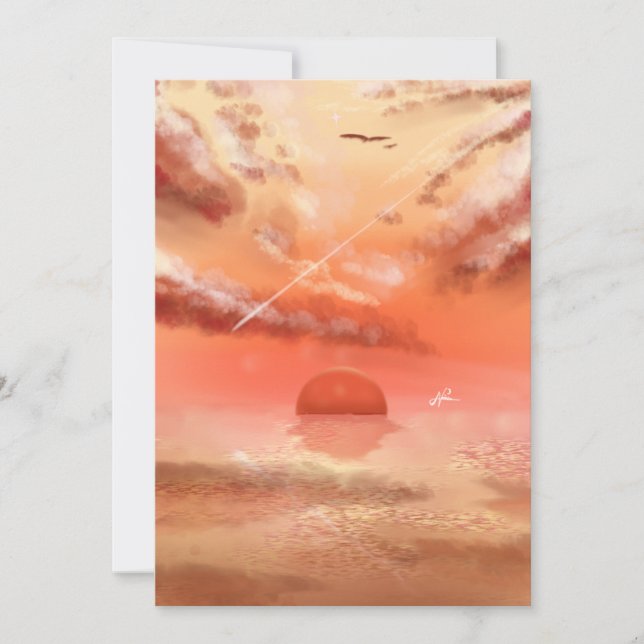 Atardecer en la postal de la playa (Anverso)