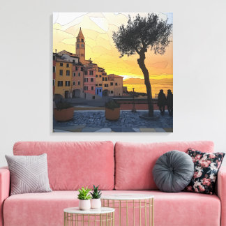 Atardecer en la Riviera Italiana Arte - Impresión