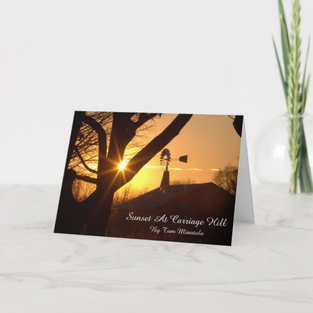 Atardecer En La Tarjeta De Saludo Carriage Hill Bl (Anverso)