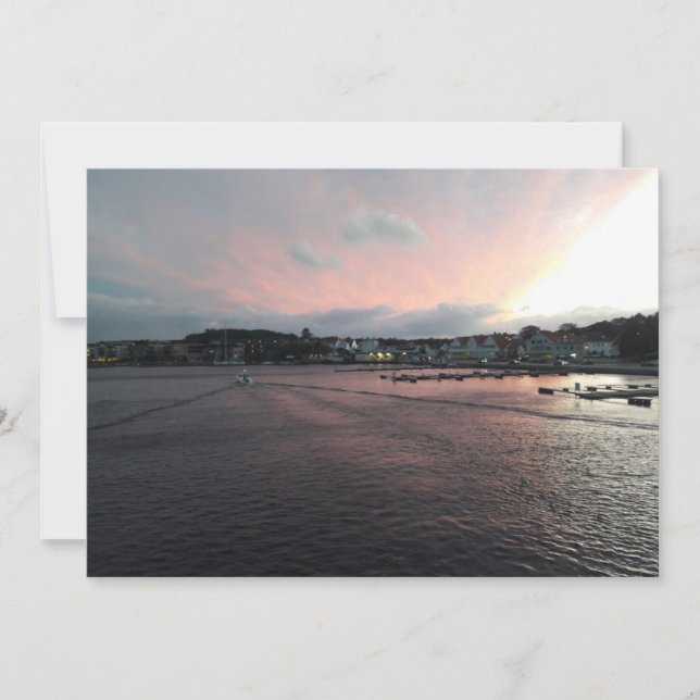 Atardecer en la tarjeta de saludo de Noruega (Anverso)