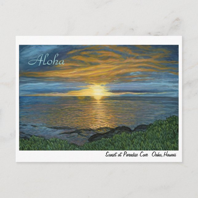 Atardecer en la tarjeta postal Paradise Cove (Anverso)