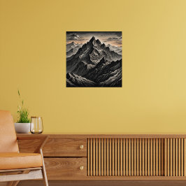 Atardecer en las obras de arte de las montañas