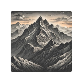 Atardecer en las obras de arte de las montañas