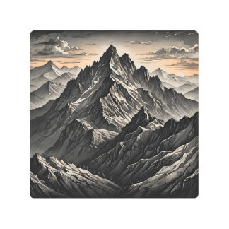 Atardecer en las obras de arte de las montañas