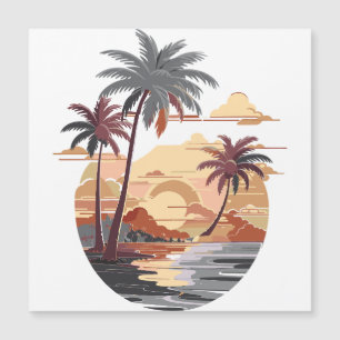 Atardecer hawaiano con palmera.