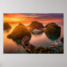 Atardecer Piaynemo Raja Ampat Arte de Isla Tropica