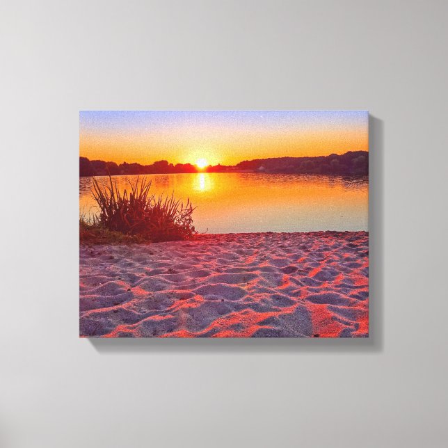 Atardecer rosa en el lienzo envuelto en la playa (Anverso)