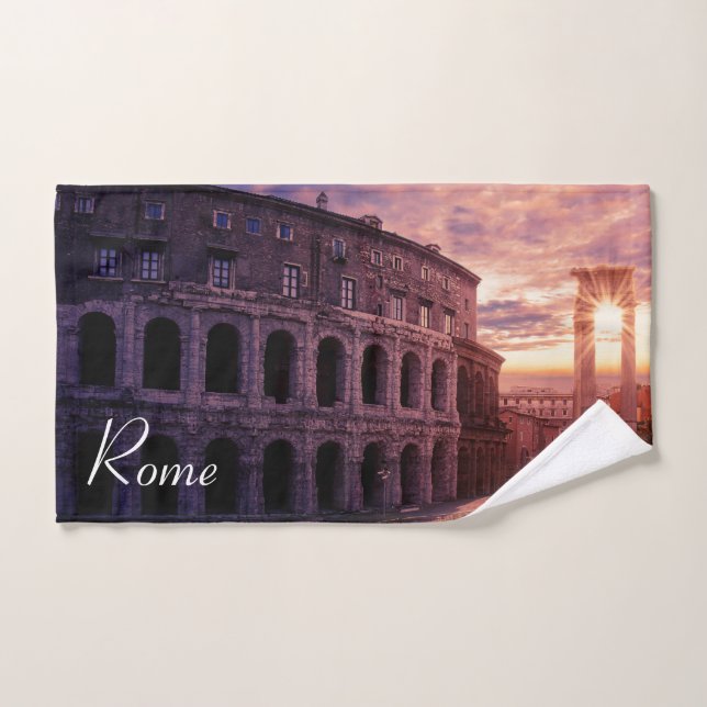 Atardecer sobre el Coliseo de Roma (Toalla de mano)