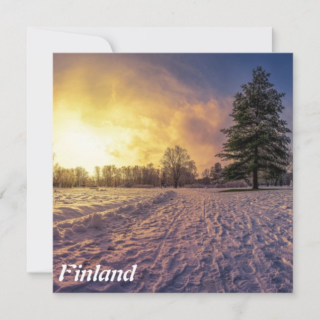 Atardecer sobre el nevado parque invernal (Anverso)