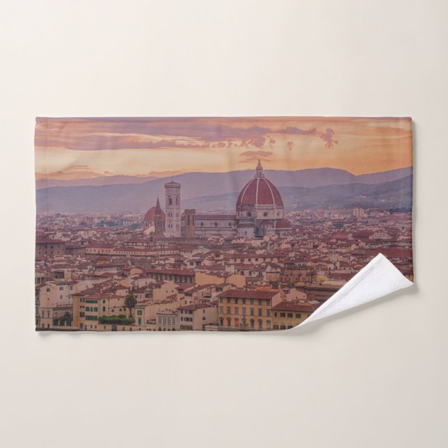 Atardecer sobre Florencia, Italia (Toalla de mano)