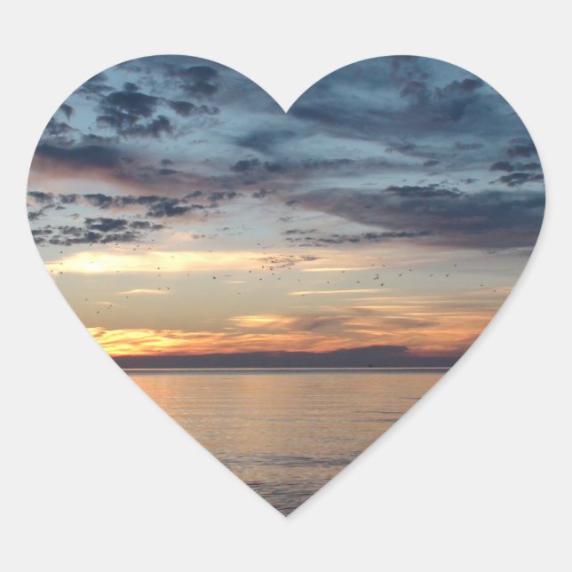 Atardecer sobre la playa y el océano Foto Pegatina (Anverso)