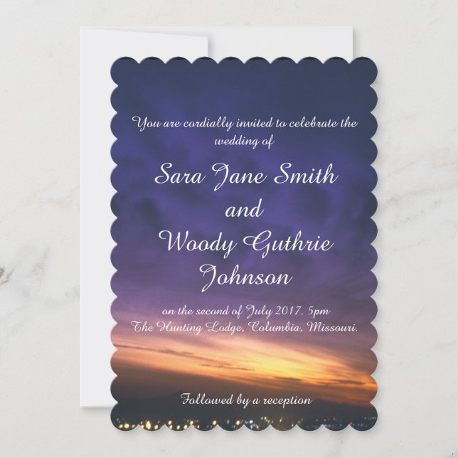 Atardecer Sobre Las Invitaciones De La Boda Del De (Anverso)
