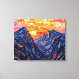Atardecer Sobre Montañas Lienzo Envuelto | Tierra