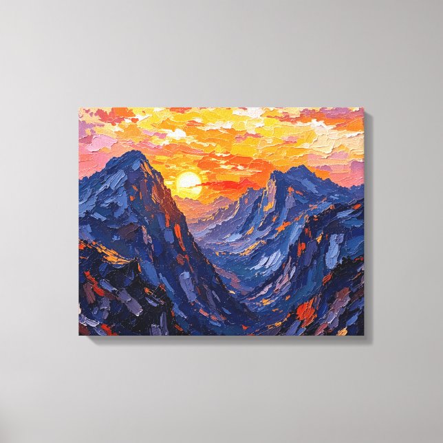 Atardecer Sobre Montañas Lienzo Envuelto | Tierra  (Anverso)