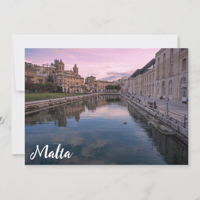 Atardecer sobre un pequeño canal en Cospicua, Malt (Anverso)
