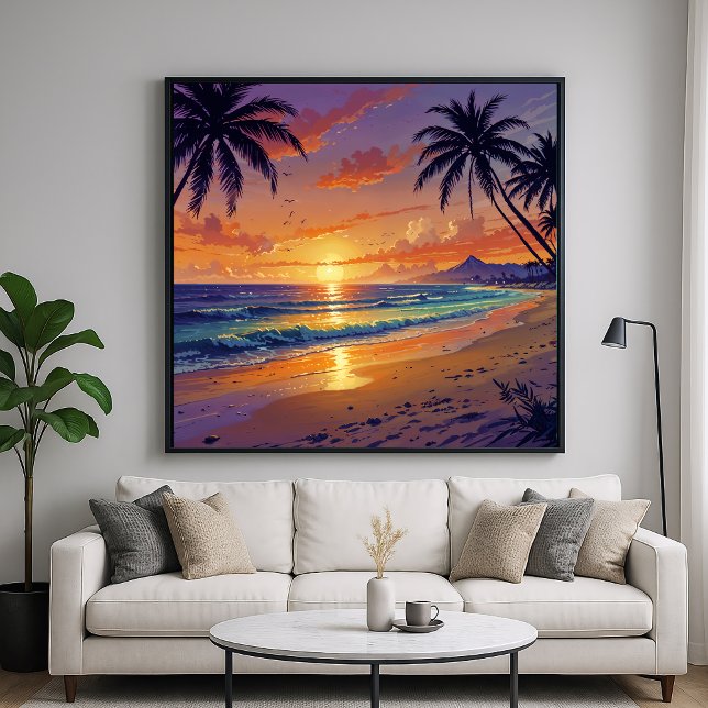Atardecer tropical de playa - Arte estilo Ilustrac (Subido por el creador)