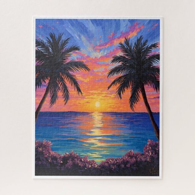 Atardecer Tropical – Rompecabezas del Océano Vibra (Vertical)