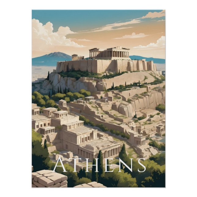 Atenas Grecia Acrópolis Impresión de Viaje (Anverso)